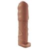 Natural Realskin Vibrating Uncircumsised Xtender With Scrotum Ring-Brown