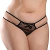 Hookup Panties Crotchless Pleasure Pearls-Black XL-XXL
