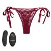 Remote Control Lace Thong Set-Burgundy