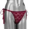 Remote Control Lace Thong Set-Burgundy