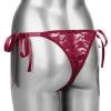 Remote Control Lace Thong Set-Burgundy